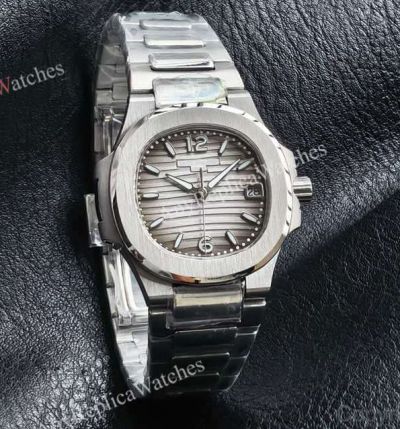 RRR Factory Patek Philippe Nautilus Cal.E 23-250SC Movement 32mm Smoke Grey Gradient Face WG Bezel Women Watch